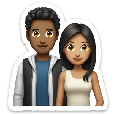 couple with brown haired girl and a white guy with black hair  sticker