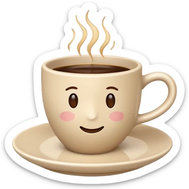 light beige coffee cup on saucer, minimalism, no decoration, emoji style sticker