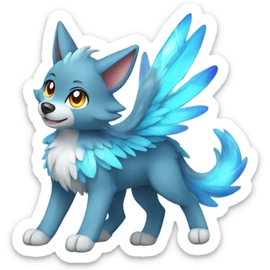 Kawaii Cute Colorful Shiny Winged Wolf-Pokémon full body sticker
