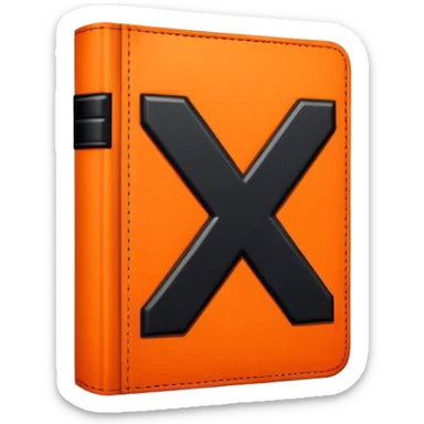 A bright orange book with a black, bold X with an edgy texture, exuding energy and pure, unapologetic confidence..orange halo aura.. unstoppable sticker