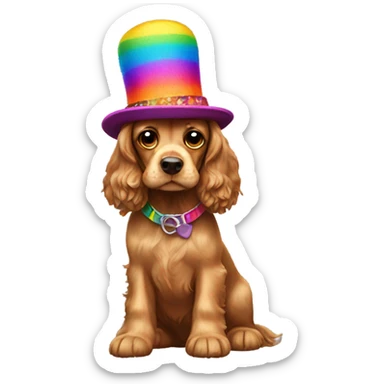 Cocker spaniel with hat  sticker