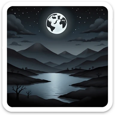 dark and eerie scene, the entire world covered in darkness. The sky is deep black with no stars or light, no moon, no glow just total void and silence. The atmosphere feels ominous and unsettling, as if darkness has swallowed everything. No characters, no visible light sources sticker