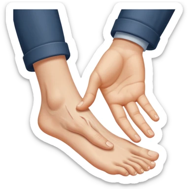 a person's hand is trying to touch another person's  foot sticker