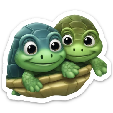 Two aquatic turtles on top each other sticker