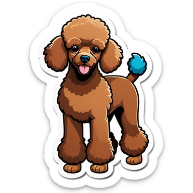 Brown poodle dog sticker