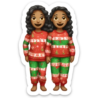Three sisters in Christmas pajamas  sticker