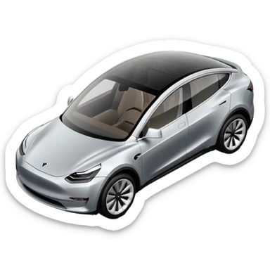 A Tesla Model Y parallel parking in front of a store, from above sticker