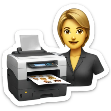 printer with face woman sticker