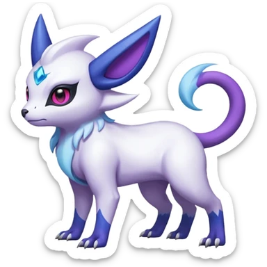 Shiny White with Violet and Indigo markings and nebula markings Absol-Minccino-Zangoose-Pokémon-Fakémon-fusion-hybrid-creature sticker