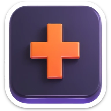 a plus sign inside a 3D button, shiny and eye-catching sticker