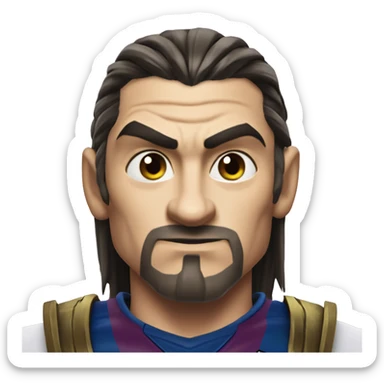 Warcraft soccer Zlatan in Marvel Avengers style, oil paint, mysterious eyes, intricate lips, masterpiece pose, odd perspective, beautiful, desirable, logical sticker