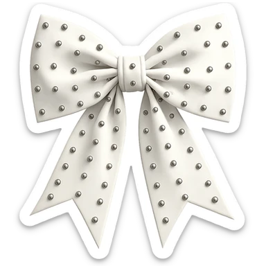 Edit the image to depict a white gothic bow oversized with silver studs, in a general style. Remove the background. sticker