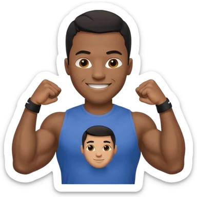 Jock black man smiling very big biceps wearing “Nike” t shirt sticker