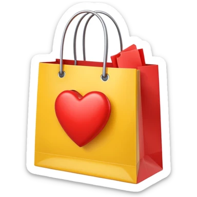 yellow heart with a shopping bag sticker