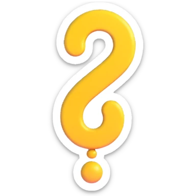 a bold question mark encircled, shiny and playful, 3D emoji style, no text sticker