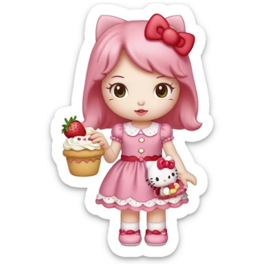 hello kitty strawberry shortcake pink sticker