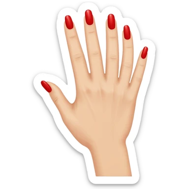 Side view of a hand with the index finger and thumb touching together as if clapping. The fingernails are long and painted. sticker