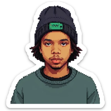 Earl Sweatshirt rapper with beanie and casual style sticker