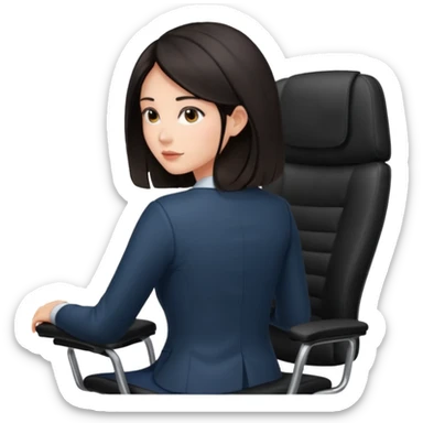 Woman Back of head sitting on an office chair sticker