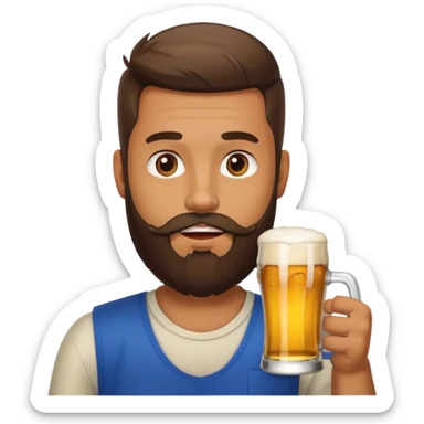 Man with a beard drinking beer  sticker