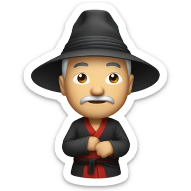 Old chinese kung-fu master with hat sticker