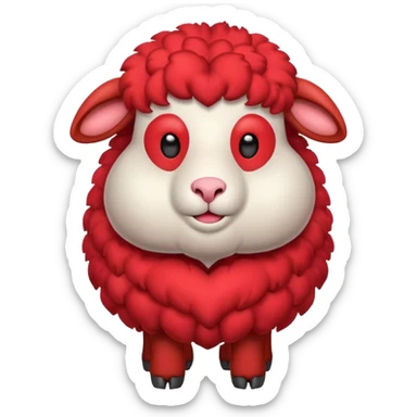 make an emoji with a red sheep. but make a sheep with a heart. but make it more animated like from animated movie sticker