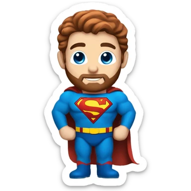 Full body reddish brown hair and beard superman with blue eyes sticker