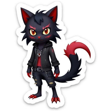 Vampiric feral emo dark Litten-Noibat-Fakémon-hybrid-creature (full body) sticker