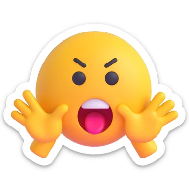 cartoon sticker of a shocked and surprised emoji with open mouth, colorful and cheerful, no text, suitable for WhatsApp and Instagram sticker