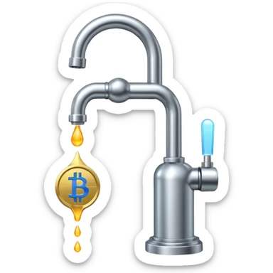 crypto currency symbol  named CryptoTap think more a tap or faucet  now add more about cryptocurrencyis sticker