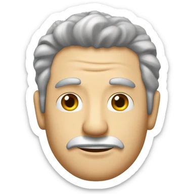 La imagen muestra a un hombre de edad avanzada, un personaje animado con un aspecto simpático y entrañable. Imagínalo mirando hacia adelante, en lugar de en perfil. Tiene el cabello completamente blanco, peinado hacia atrás,  sticker
