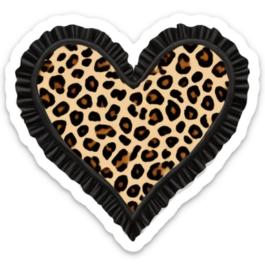 Leopard print heart with black ruffles sticker