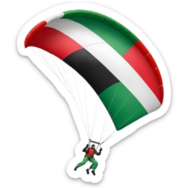 a paraglider flying a palestinian flag wing, respect scrupulously the correct shapes and colours of the palestinian flag, try again sticker