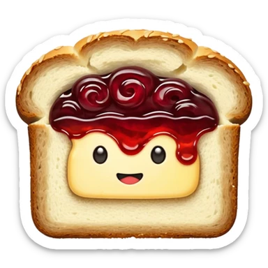a loaf of bread with butter and jam sticker