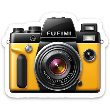 Transform this into a stylized 3D emoji-style icon of a retro [Fujifilm FinePix F30] sticker