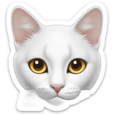 white cat with grey spots and spot on nose with gold eyes sticker