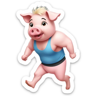 A little pig doing exercise wearing crop top sticker