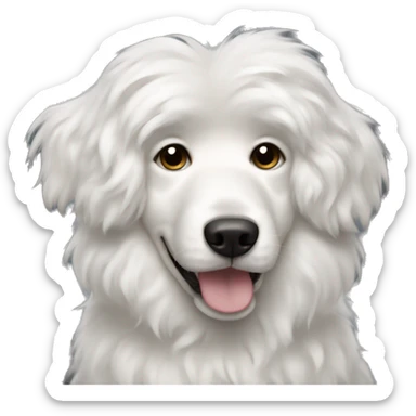 white fluffy dog ​​with wavy hair, dark eyes sticker
