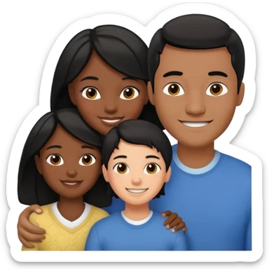 Couple of married man and woman with one kid teenager on the middle with black hair sticker