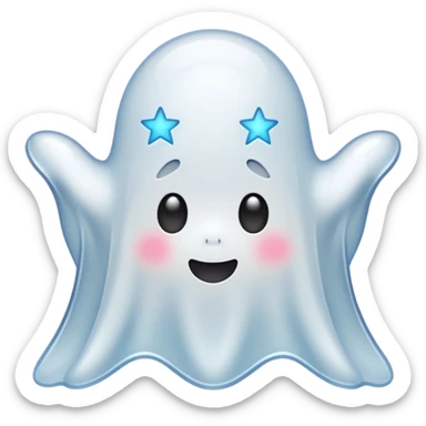 ghost kawai star white sticker