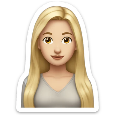 caucasian girl, long straight blonde hair, v-neck laced top sticker