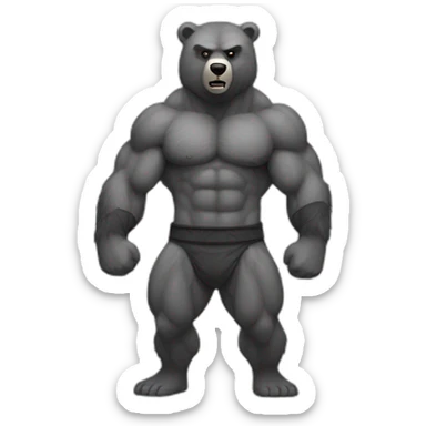 muscle hairy grey ninja bear sticker