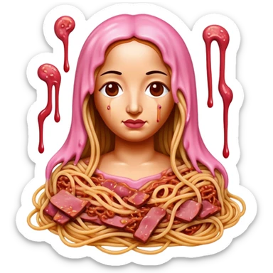  SPAM meat melted pink dripping sauce spaghetti monalisa  sticker