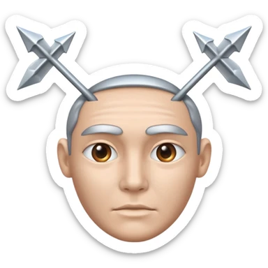 Create an emoji that shows a human head with two diverging arrows representing a choice. sticker