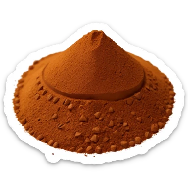 garam masala powder, mound or scatter, rich brown, fine to grainy texture, warm brown to cinnamon, subtle specks, natural irregular shape, clean 3D, soft shadows, transparent background, emoji scale sticker