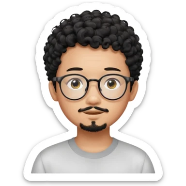 A young boy DEVELOPER WITH A laptop, black curly short hair, wearing glasses, a thin goatee, his skin is asian

Add the word "PIF" floating around him sticker