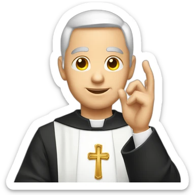 White Catholic Priest doing phone hand symbol sticker
