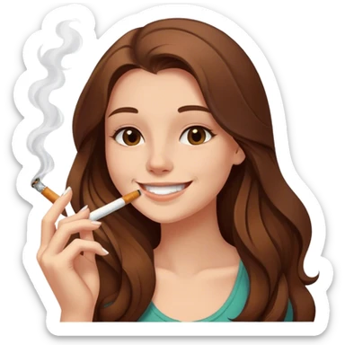 smiling girl with long hair smoking a cigarette  sticker