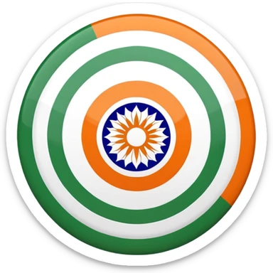 Indian flag with saffron, white, and green horizontal stripes and blue Ashoka Chakra wheel in the center sticker