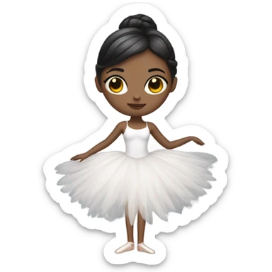 Ballerina with swan dress, white skin,  sticker
